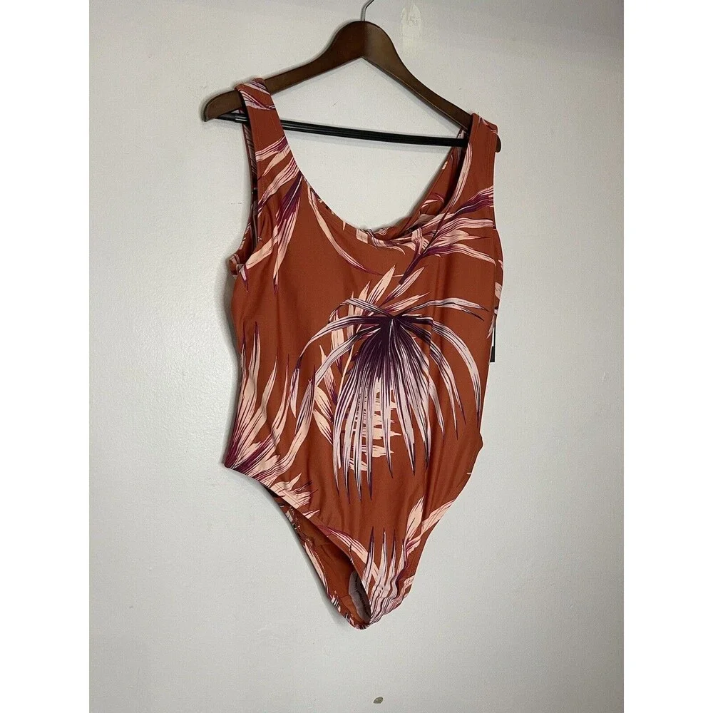 Palisades Beach Club Women's 20W One Piece Swimsuit Burnt Ochre Palm Desert NWT